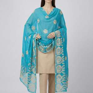 Chal Africano de Chifón para Mujer, Duradero, de Primera Calidad, Ligero, Largo, con Patrón Floral Grande, Bordado y Decoraciones de Pedrería - Product Image 4