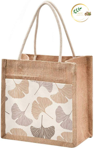 Sac à fermeture éclair en toile de jute naturelle avec logo personnalisé pour les achats promotionnels - Product Image 5