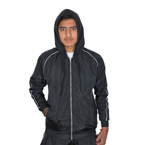 OEM Custom Full Zip Jacket and <b>Pants</b> 2 Pieces Reflective Set Blank Oversized Nylon Windbreaker Tracksuit for Men - Product Image 3