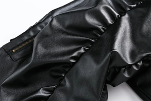 Blouson Bomber Homme Personnalisé en Cuir PU Formel Enduit Noir à Capuche Zippé Style Streetwear Fournisseur ODM - Product Image 5