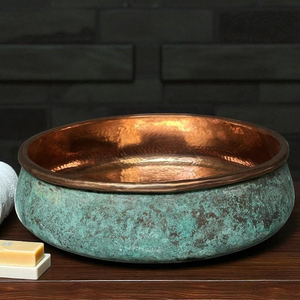 Lavabo de Cobre Oxidado Hecho a Mano, Lavabo de Baño con Pátina Verde Rústica, Lavabo de Cobre Artesanal, Lavabo Decorativo de Lujo Vintage - Product Image 4