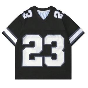 Camiseta de fútbol de malla 100% algodón, corte holgado para hombre, estampada, estilo jersey de fútbol. - Product Image 1