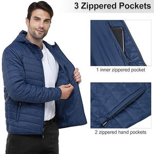 Veste matelassée isolante pliable pour homme avec capuche, résistante à l'eau, manteau d'hiver pour la randonnée, le ski, personnalisation de la marque - Product Image 5
