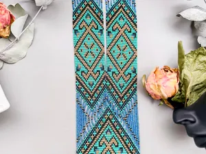MEILLEURE VENTE Collier ethnique perlé, idée cadeau pour elle, pour les amateurs de bijoux tribaux, collier long traditionnel en turquoise et or - Product Image 4