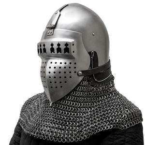 Casque Bascinet Médiéval en Acier Forgé à la Main avec Visière Articulée, Armure Fonctionnelle de Chevalier pour Combat SCA au Meilleur Prix - Product Image 6