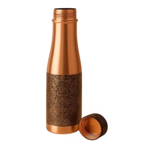Botella de agua de cobre puro, acabado martillado y liso, para bebidas saludables, a prueba de fugas, reutilizable, botella deportiva de metal, juego de 4 unidades. - Product Image 4