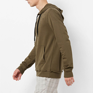 เสื้อฮู้ดดี้ผู้ชายไซส์ใหญ่ สไตล์วินเทจ สีพื้น ผ้าถักเนื้อฝ้าย ดีไซน์ตัดต่อ มีเชือกผูก ทรงพอดีตัว สไตล์ฤดูใบไม้ร่วง ขายส่ง - Product Image 2