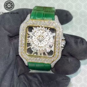 Montre pour homme Charm Jewells en acier inoxydable, boîtier de 40 mm, accents de diamants, analogique, luxe, mode, mouvement mécanique, date automatique, fonction push - Product Image 1