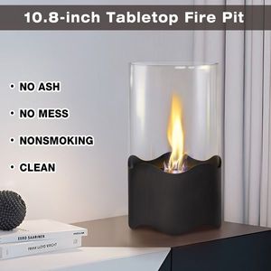 Quemador de Bioetanol Portátil con Diseño Ondulado, Chimenea de Mesa Negra para Uso en Interiores y Exteriores - Product Image 3
