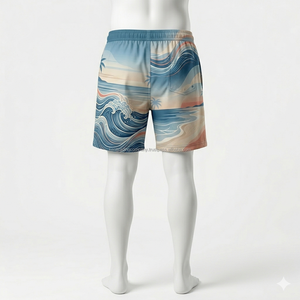 กางเกงว่ายน้ำแบบแห้งเร็ว ยืดได้ 4 ทิศทาง พร้อมเชือกผูกเอว สำหรับทุกเพศ ผลิตด้วยเทคนิคการพิมพ์แบบซับลิเมชั่นเต็มตัว เหมาะสำหรับใส่เที่ยวพักผ่อนในช่วงฤดูร้อน รับผลิตแบบ OEM ODM และรับทำแบรนด์ส่วนตัว - Product Image 5