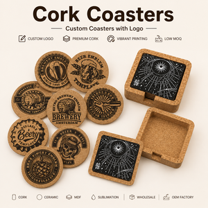 Posavasos de Corcho Personalizados con Logotipo, Posavasos de Cerámica MDF para Sublimación, Venta al por Mayor, Fábrica OEM, MOQ Bajo - Product Image 1