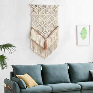 Hand Knotted Cotton Macrame Boho <b>Wall</b> <b>Decor</b> Vertical Pattern Elegant Symmetry Woven Details Eco-Friendly Crafted for Stylish - Product Image 2