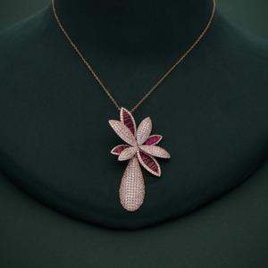 Luxury 925 Silver Rose Gold Plated Diamond Palm Tree Pendant with <b>Ruby</b> Inlay Micro Pave Women Fine Jewelry <b>Necklace</b> Gift - Product Image 1