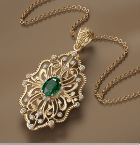 Lujoso colgante geométrico con incrustaciones de diamantes y una impresionante colgante en forma de pera. Disponible a precios de mayorista. - Product Image 4