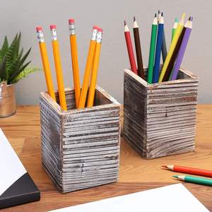 <b>Rustic</b> Wooden Pen Holder, Ideal for Desktop, Home and <b>Office</b> Use Keep Your <b>Office</b> Supplies, Pens, Pencils, Scissors and Rulers - Product Image 1