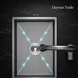 Évier de cuisine rectangulaire moderne Daystar Trade à cuve unique, à encastrer sous plan, surface noire brossée, robinet fait main, design minimaliste - Product Image 2