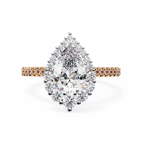 Bague de fiançailles classique pavée avec diamant de 1,5 carat de taille poire cultivé en laboratoire, or 14 carats, rapport IGI, diamant VS DEF pour anniversaire et mariage - Product Image 3