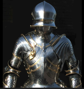 Armadura medieval de la mejor calidad, tipo Sugarloaf, en acero dulce de calibre 18, con acabado pulido, tamaño completo, aproximadamente 7 pies, con acabado pulido. - Product Image 3