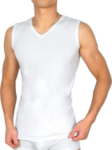Men's Sleeveless <b>White</b> Knitted Breathable Polyester Cotton Tank <b>Top</b> Athletic Gym <b>Vest</b> Shapewear Underwear Muscle Fit - Product Image 4