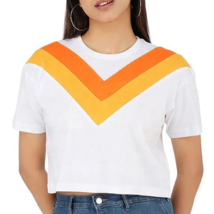 Últimos Diseños Personalizados de Alta Calidad, Camisetas Cortas de Algodón Transpirable para Mujer, Venta al por Mayor a Bajo Precio, Camisetas Cortas para Mujer - Product Image 1