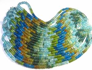 Gems Valley - Cuentas de Apatita Natural Verde Azul, 15 Pulgadas, Alta Calidad, Lisas, 3-4 mm, Perforadas al Centro, Cuentas Rondelle para Manualidades - Product Image 3