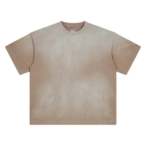 Camiseta de hombre con hombros caídos, OEM, con lavado ácido, logotipo bordado, efecto pulverizado, estampado personalizado, estilo vintage - Product Image 4