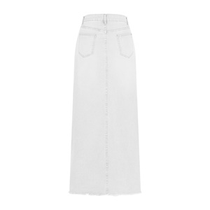 Jupe longue en jean pour femme, coupe trapèze, ajustée, taille basse, style vintage, avec poches, vente en gros usine, personnalisable - Product Image 6