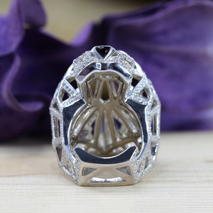 แหวนเสือดำประดับเพชรโมอิสซาไนต์ทรงกลมแบบ Iced Out แหวนพลอยรูปหยดน้ำสีเขียว แหวนเงินแท้ 925 ดีไซน์รูปสัตว์ - Product Image 5