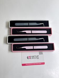 Pince à épiler pour cils GETUP BROSONS IMPEX 90 degrés, longue, en acier inoxydable de précision, anti-statique, à pointe lisse de 10 mm, motif papillon - Product Image 3
