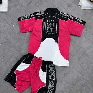 New Summer Nylon Windbreaker <b>Short</b> Set Zip up Windbreaker <b>Jacket</b> Tracksuit Polyester Streetwear TrackSuit Set - Product Image 6