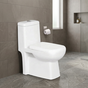 Offre Spéciale – WC monobloc en céramique blanche, design moderne, chasse d'eau cyclonique, sans bride, pour salle de bain contemporaine et usage extérieur - Product Image 4