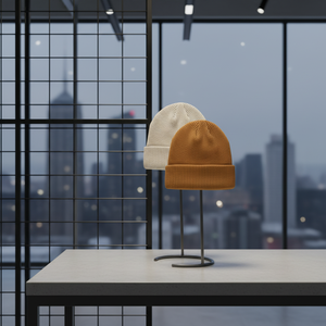 Custom Striped Wool Blend Breathable <b>Waterproof</b> Knit <b>Beanie</b> Hat OEM Winter Cap Private Label Manufacturer Wholesale Cuffed 3D - Product Image 3
