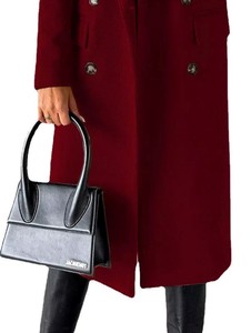 Manteau décontracté en toile de laine respirant pour femme avec cordon de serrage, élégant manteau d'hiver pour femme, vêtements en gros - Product Image 2