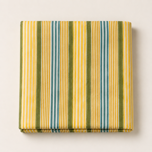 Premium Hand Block Printed Cotton Fabric <b>Set</b> With Yellow Floral Palm Motif Stripe Design For Kurta Dress Bedsheet Craft <b>Sewing</b> - Product Image 3