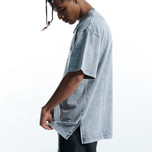 T-shirt vintage surdimensionné tissé 180 GSM pour homme, 100 % coton, couleur unie, style urbain, fabricant de vêtements OEM sous marque privée - Product Image 3