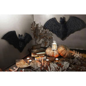Decoración de Pared de Murciélagos de Jacinto de Agua Tejido Natural para Halloween - Adornos Colgantes de Murciélagos de Jacinto de Agua Negros Hechos a Mano para Fiestas - Product Image 3