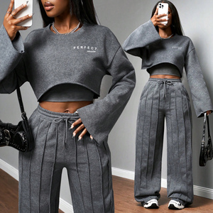 Ensemble sweat-shirt et pantalon de survêtement pour femme, qualité supérieure, coton molletonné, sweat-shirt oversize, ensemble 3 pièces, survêtements personnalisés, joggers - Product Image 1