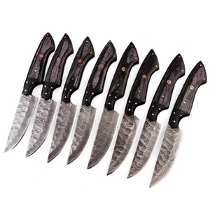 Couteaux à steak professionnels de haute qualité, fabriqués à la main, sur mesure, OEM/ODM, pour la restauration et la cuisine à domicile, lame en acier Damas - Product Image 1