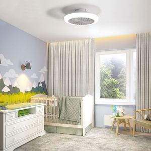 Ventilatore da soffitto LED moderno da 18 pollici a basso profilo con luce e telecomando, design senza pale a incasso per camera da letto e cucina - Product Image 6