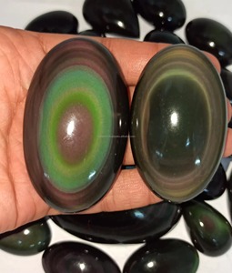 Natural <b>Rainbow</b> Obsidian Loose Gemstone Both Side Polished Handmade Obsidian Cabochon Healing Obsidian Crystal for Jewelry - Product Image 3