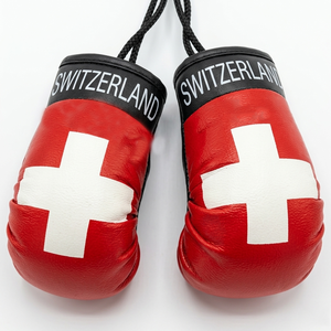 Guantes de boxeo con bandera de Suiza, guantes de entrenamiento con cordones de cuero PU, guantes de lucha duraderos para todas las estaciones para adultos, para MMA y Kickboxing - Product Image 1