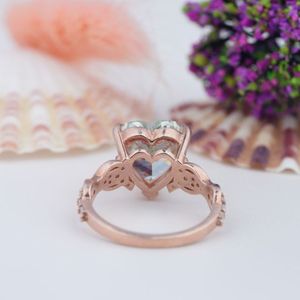 Anillo de Compromiso Romántico Hecho a Mano en Oro Rosa con Zafiro Rosa Corte Corazón y Engaste de Garras en Plata de Ley 925 para Mujer, Ideal para Fiestas - Product Image 3
