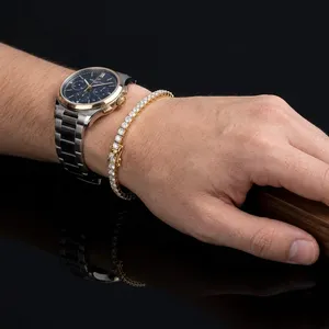Bracelet tennis 6.00 carats tendance en or jaune 14K, diamant de laboratoire taille brillant rond, clarté VVS2, couleur F, certifié IGI, pour mariage - Product Image 1