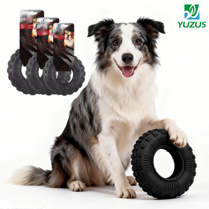 犬用噛むおもちゃ（おやつ穴付き）-退屈解消、歯磨き、インタラクティブな餌やりに最適な耐久性のあるTPRタイヤ - Product Image 1