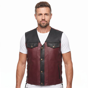 Chaleco de Cuero para Hombre al por Mayor, Chaleco de Cuero con Cuello en V para Hombre, Chaleco de Cuero con Botones para Hombre, Chaleco de Cuero para Hombre con Bolsillos - Product Image 6
