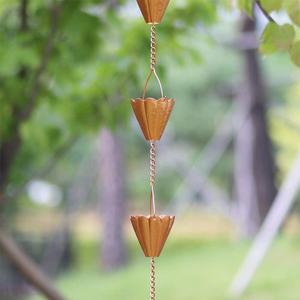 Cadena de lluvia de Copa grande de aluminio para canalones, decoración de características de agua de jardín, cadena de lluvia de diseño personalizado de cobre - Product Image 3