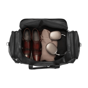 Sac de voyage en cuir de luxe marron, polyester durable, fermeture éclair, multi-poches, sac de week-end, bagage d'affaires, sac de sport, sac de gym - Product Image 6