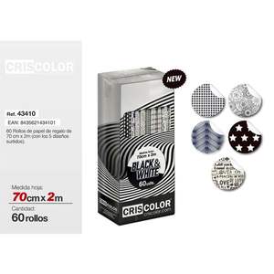 Papier cadeau écologique noir et blanc en rouleau de 70 cm x 2 m, emballage haut de gamme pour une présentation unique et élégante - Product Image 1