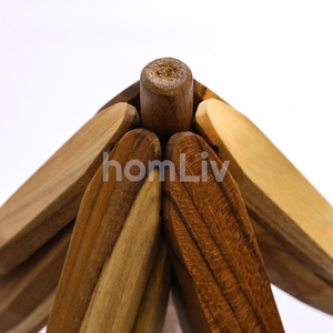 ที่รองจานไม้มะฮอกกานีทำมือ ลายตกแต่งต้นคริสต์มาสแบบพับได้  ที่รองชามไม้เนื้อแข็งแบบยั่งยืน - Product Image 5