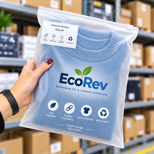 ถุงซิป EcoRev แบบใช้ซ้ำได้ บรรจุภัณฑ์เสื้อผ้าพรีเมียม เป็นมิตรกับสิ่งแวดล้อม แข็งแรง ทนทาน รีไซเคิลได้ เคลือบผิวอเนกประสงค์ กันน้ำ - Product Image 1